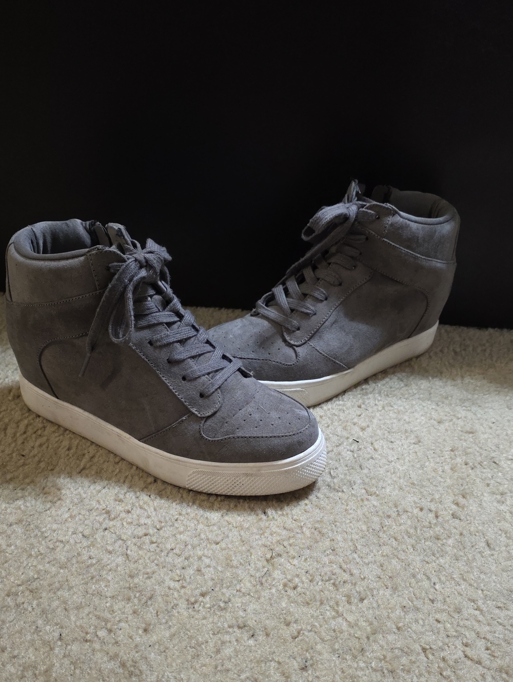 Men's Grey Suede High-Top Sneakers - Casual Lace-Up